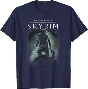 Ripple Junction x Elder Scrolls Dragonborn In Silhouette , black T-Shirt - T-Shirt | Navy