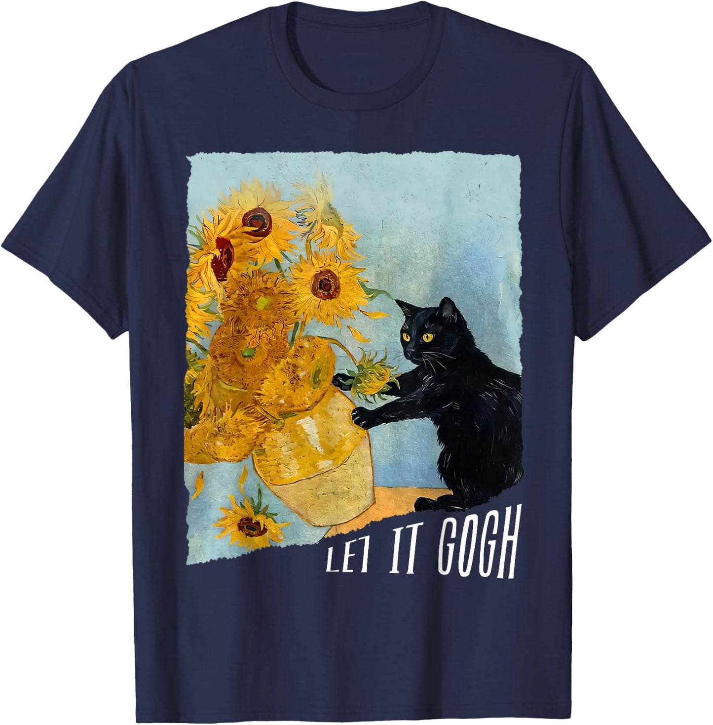Let it Gogh Funny Vincent Van Gogh Starry Night Design T-Shirt - T-Shirt | Navy