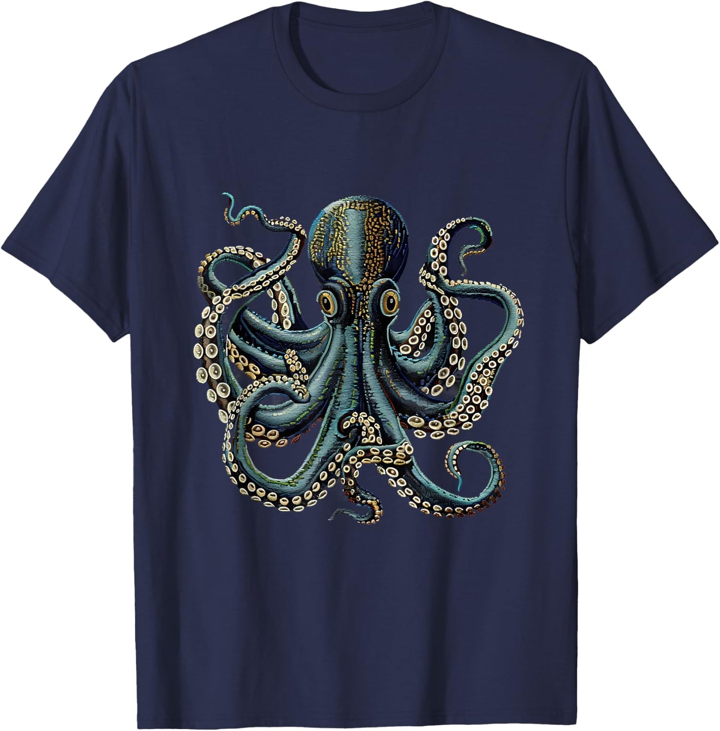 Octopus Sea Monster Motif Ocean Sea Octopus Cthulhu Artwork T-Shirt - T-Shirt | Navy