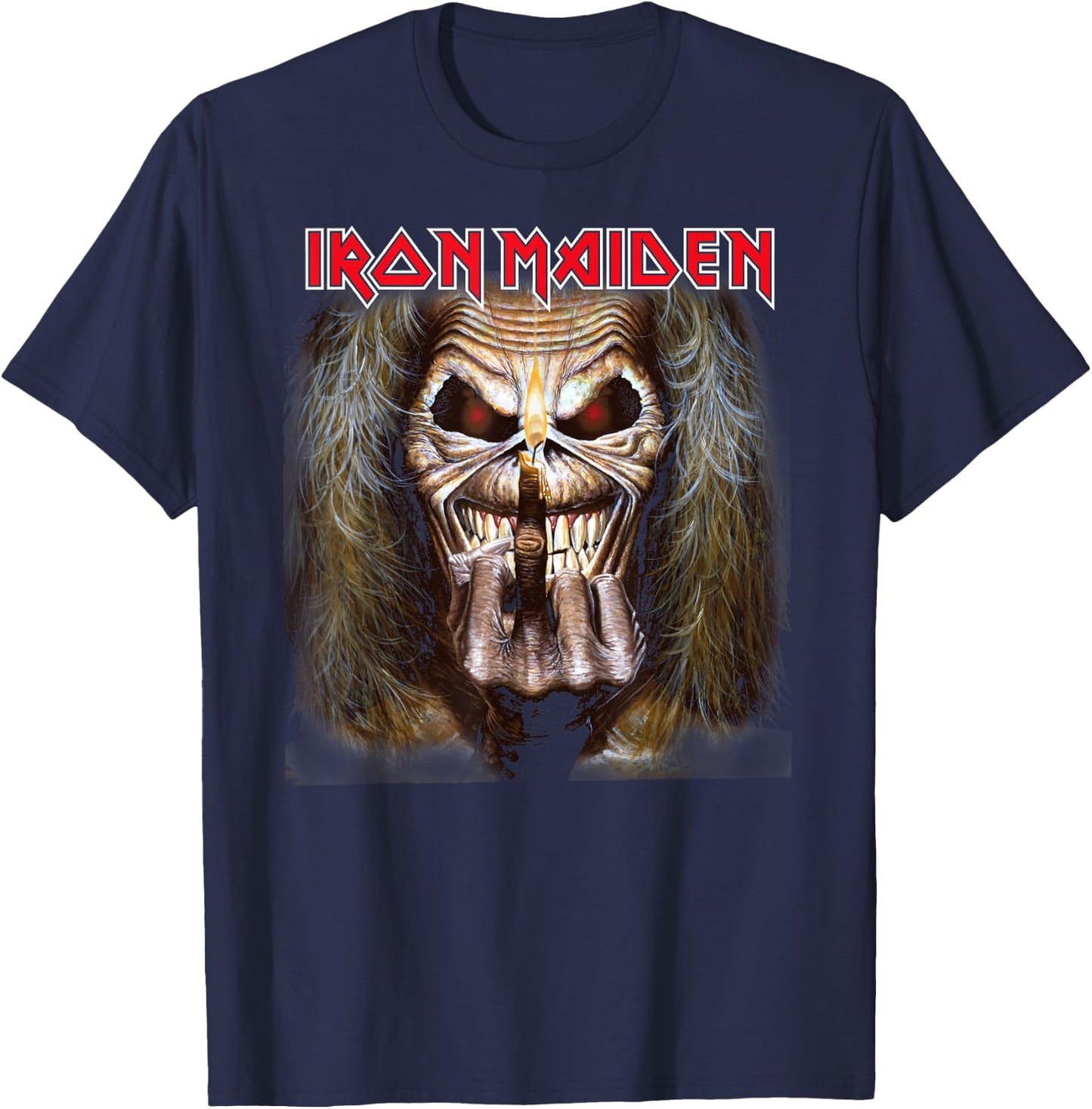 Iron Maiden - Candle Finger Eddie T-Shirt - T-Shirt | Navy