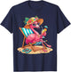 Flamingo Tree Tropical Beach Funny Flamingo Summer T-Shirt - T-Shirt | Navy
