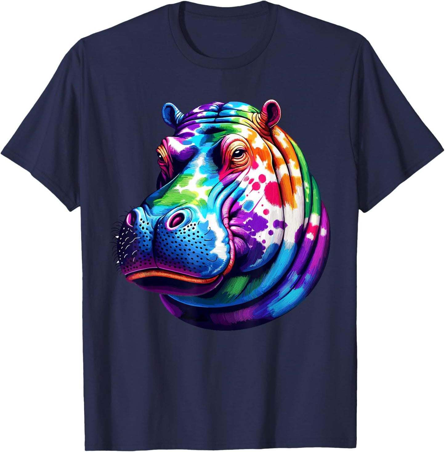 Tie Dye Hippopotamus Lover Stuff Psychedelic Hippo T-Shirt - T-Shirt | Navy
