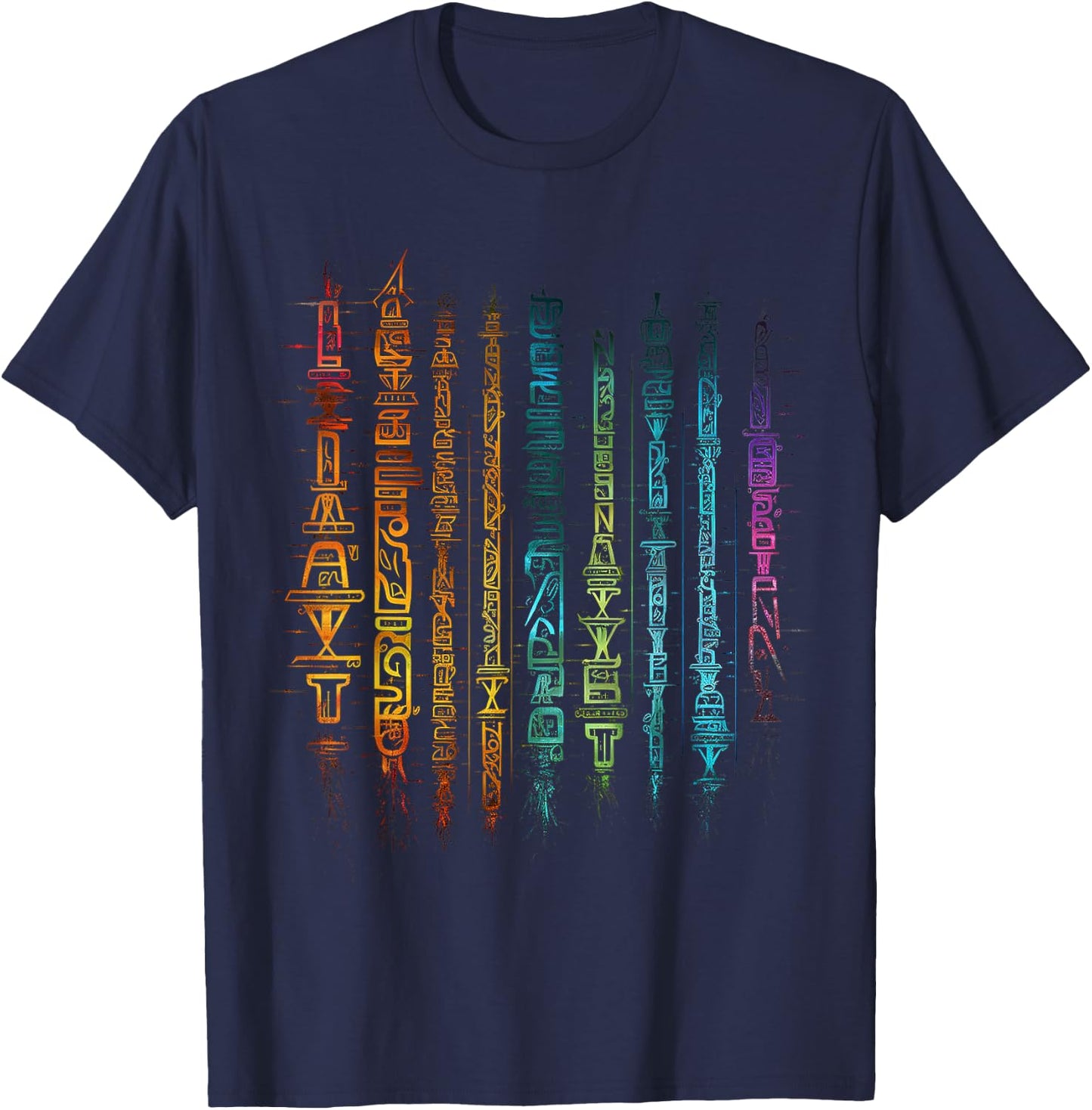 Buntes Kunsttext-Grafikmotiv T-Shirt - T-Shirt | Navy