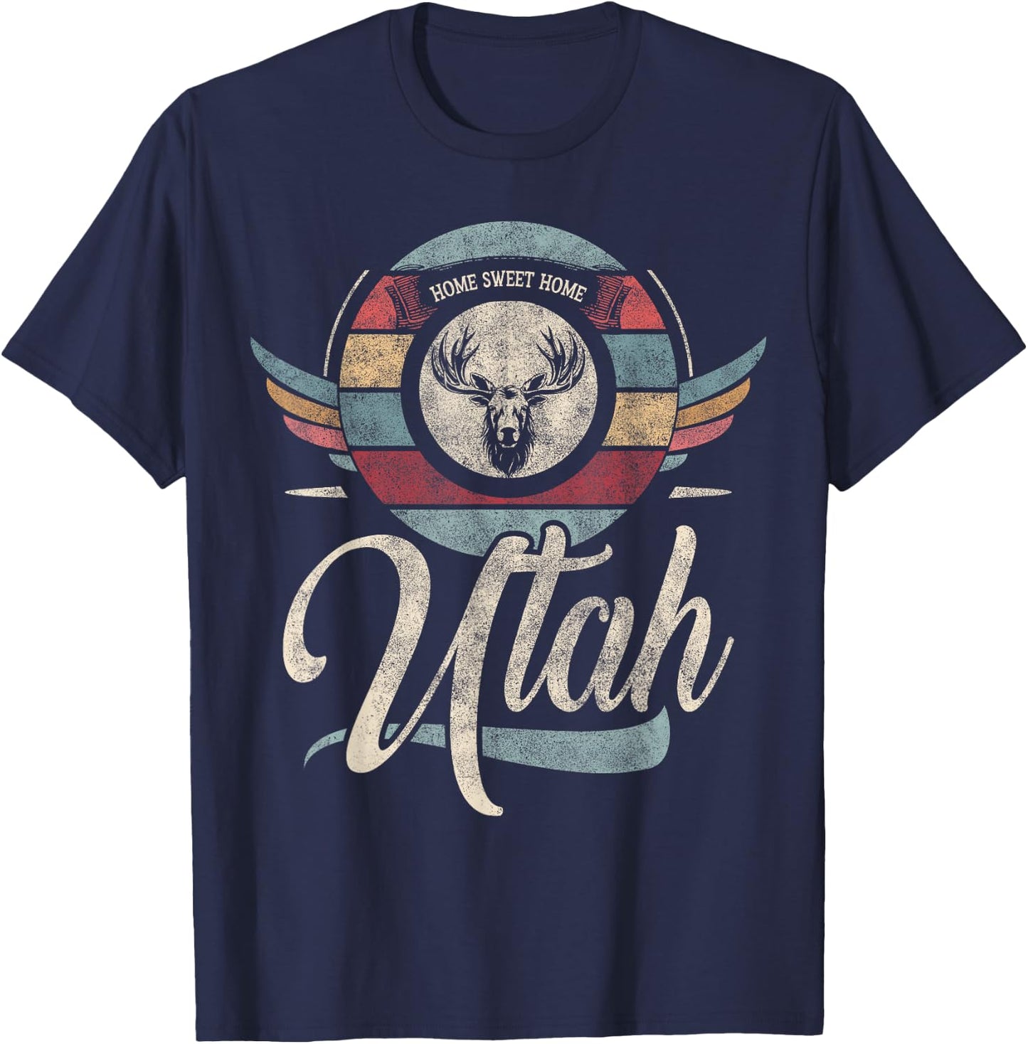 Utah vintage state animal Elk head retro sweet home boho T-Shirt - T-Shirt | Navy