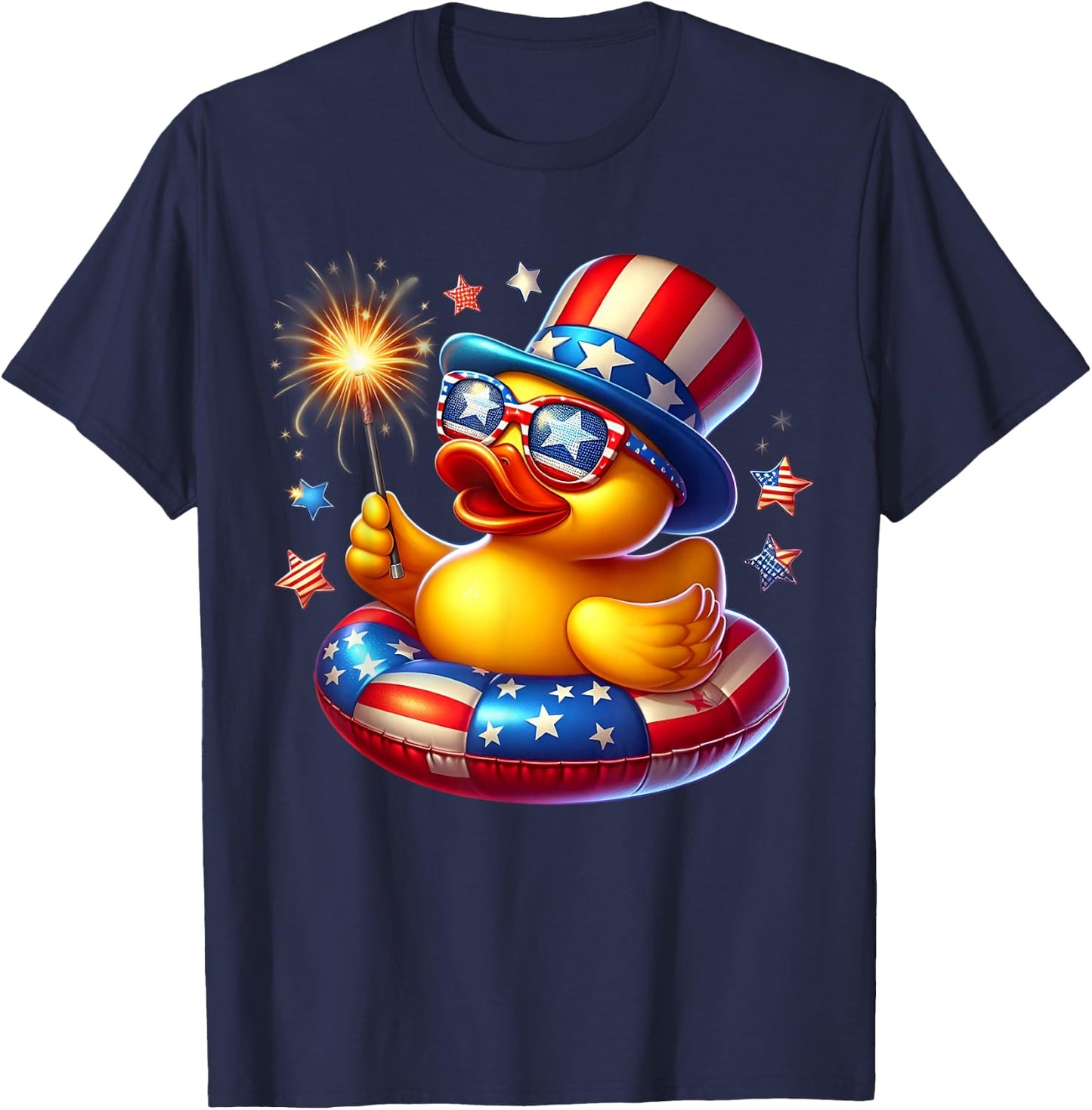 Cool Rubber Duck Duckie American Flag 4th of July Patriotic T-Shirt - T-Shirt | Navy