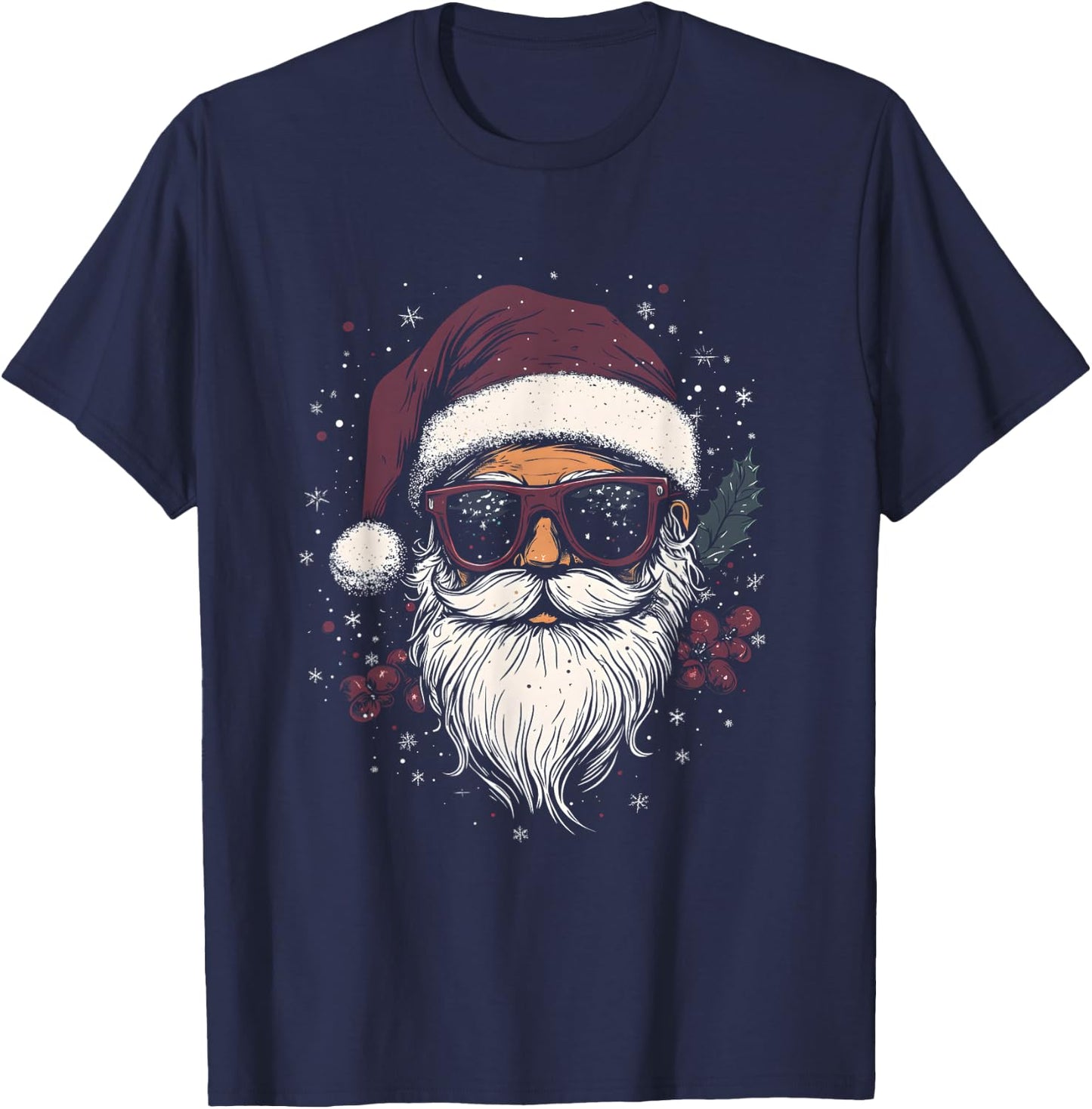 Cool Santa Claus with Sunglasses Christmas , black T-Shirt - T-Shirt | Navy