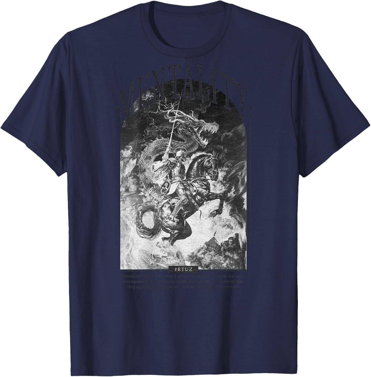 Modern Hip Hop Vintage Graffiti Urban Backprint Streetwear , White T-Shirt - T-Shirt | Navy
