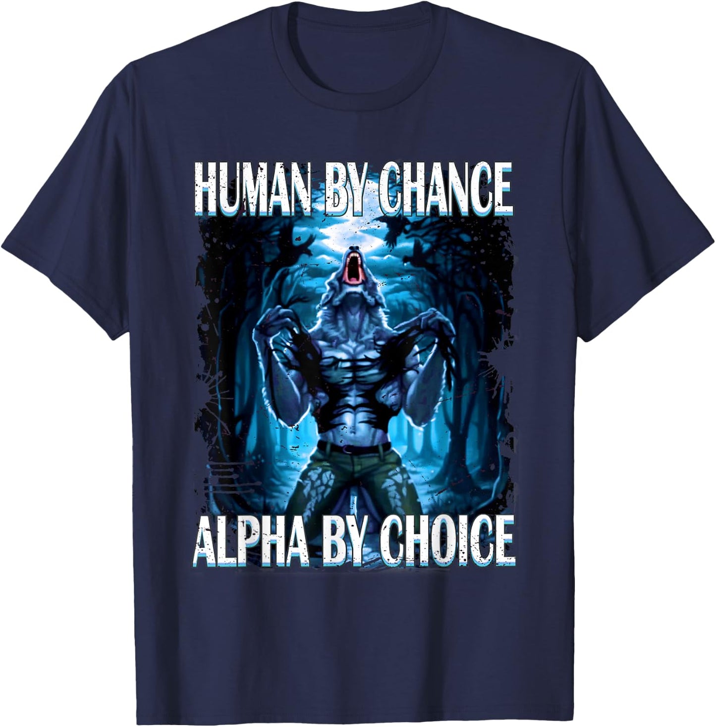 wolf meme - Werewolf Ripping Meem T-Shirt - T-Shirt | Navy