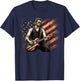 Abraham Lincoln Playing Guitar Rock and Roll American Flag T-Shirt - T-Shirt | Navy
