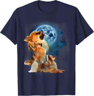 Funny Pomeranian Shirt - Pomeranian Howling at the Moon T-Shirt - T-Shirt | Navy