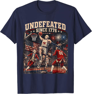 Undefeated Since 1776 2026 Vintage 4th of July Basketball T-Shirt - T-Shirt | Navy