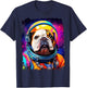 Pop Art Dog English Bulldog Space Astronaut Women Kids T-Shirt - T-Shirt | Navy