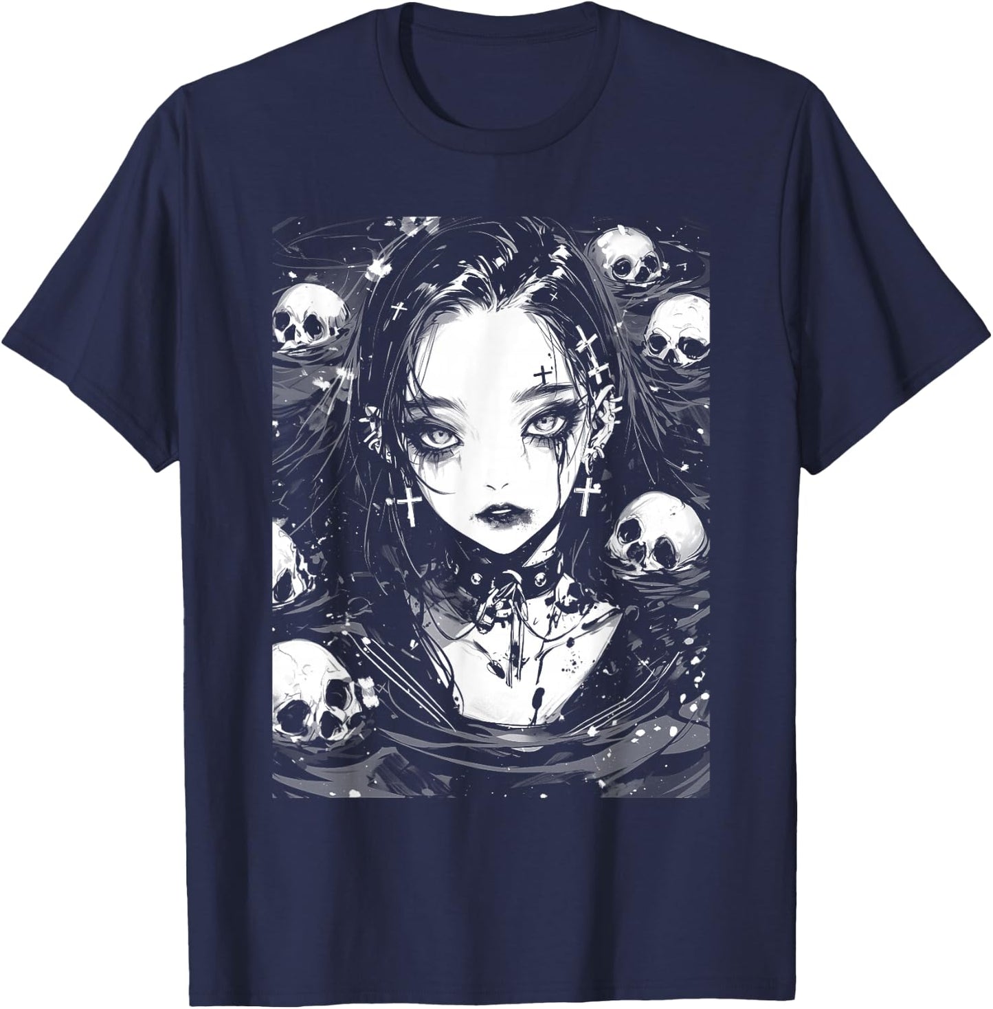 Horror Anime Manga Gothic Goth Yami Kawaii Creepy Cute T-Shirt - T-Shirt | Navy