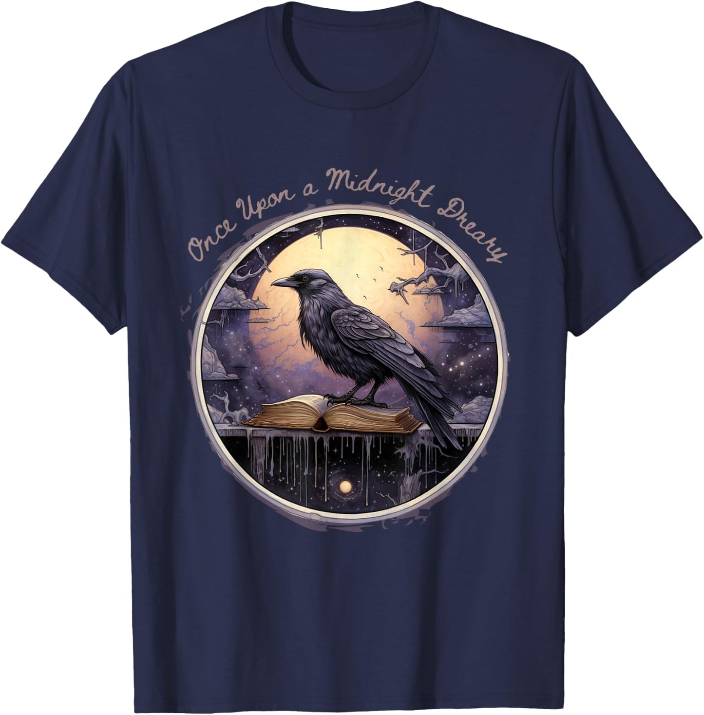 Fantasy Poe Raven: Midnight Rustless T-Shirt - T-Shirt | Navy