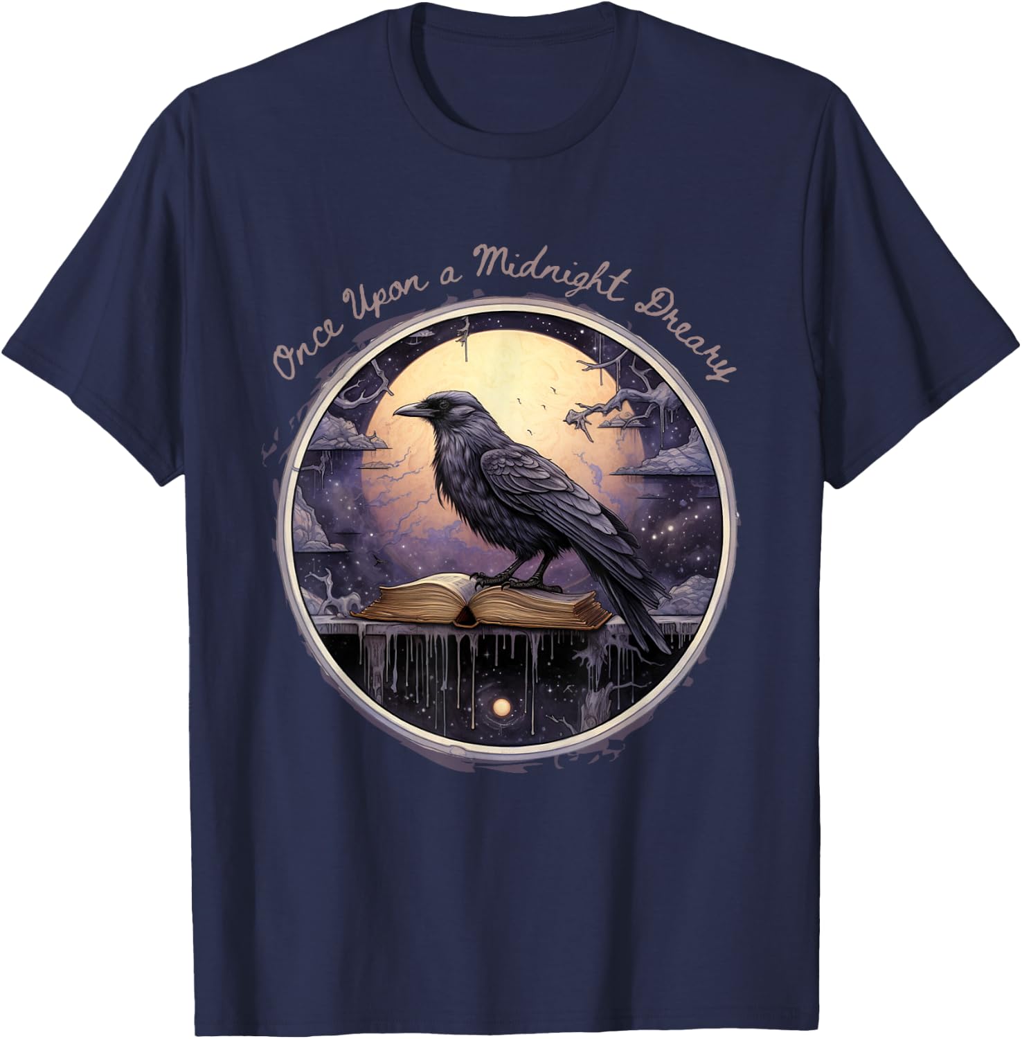 Fantasy Poe Raven: Midnight Rustless T-Shirt - T-Shirt | Navy