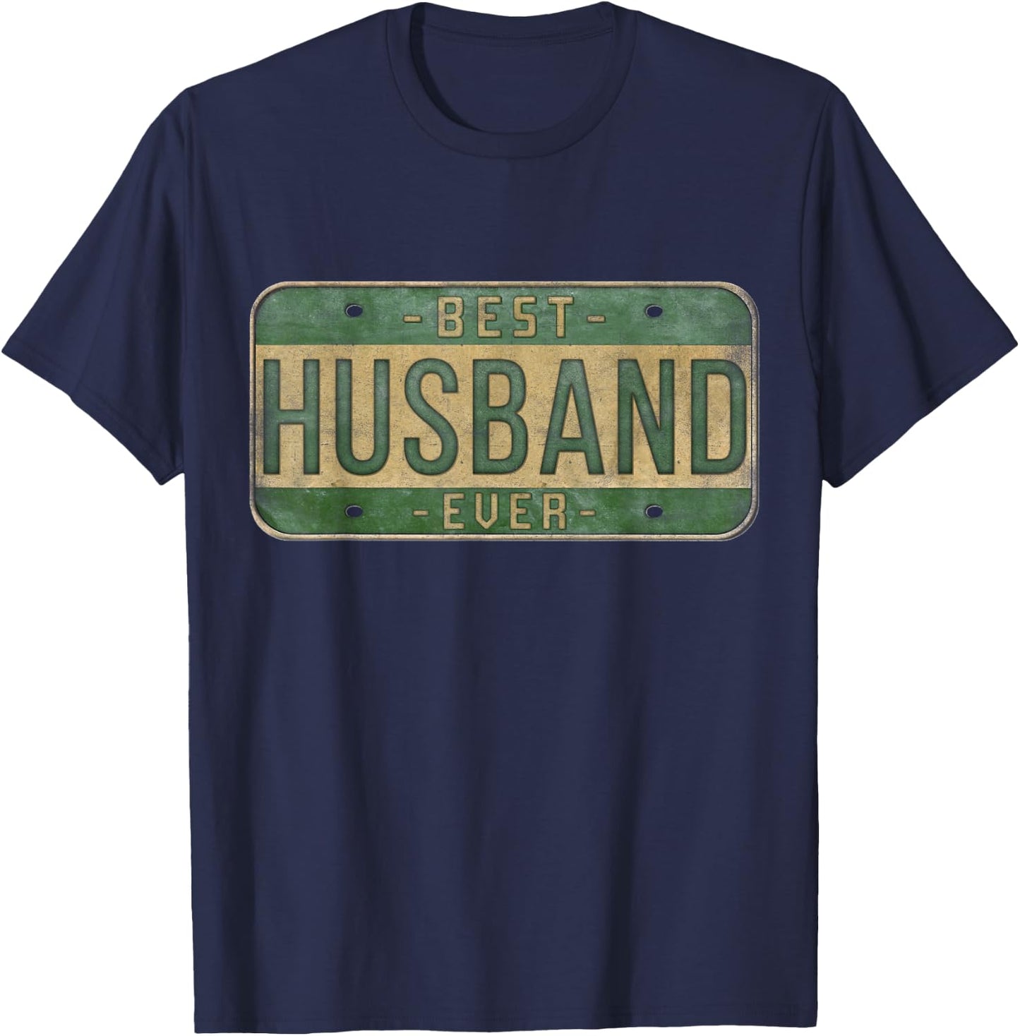 Best Husband Ever Vintage Car Plate Father's Day Dad T-Shirt - T-Shirt | Navy