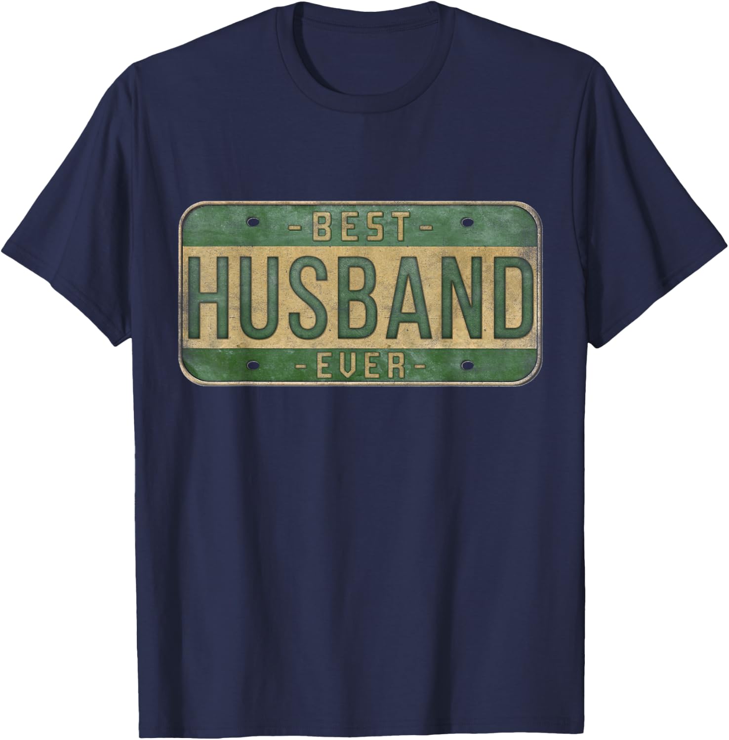 Best Husband Ever Vintage Car Plate Father's Day Dad T-Shirt - T-Shirt | Navy