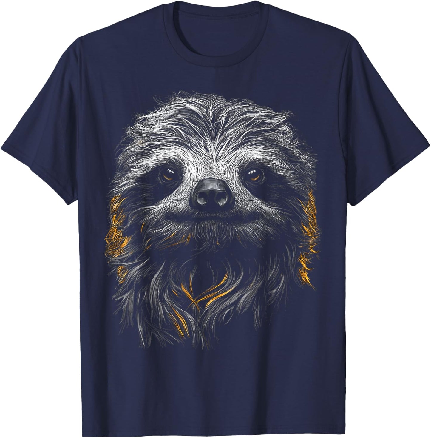 Sloth Face Drawing Art Animal Lover Motif Sloth T-Shirt - T-Shirt | Navy