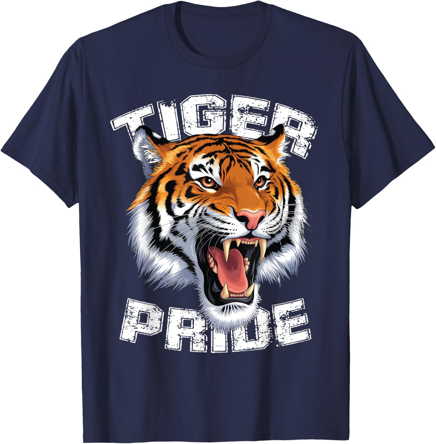 Tiger Pride Raor Retro Tiger School Sports Team T-Shirt - T-Shirt | Navy