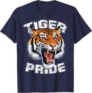 Tiger Pride Raor Retro Tiger School Sports Team T-Shirt - T-Shirt | Navy
