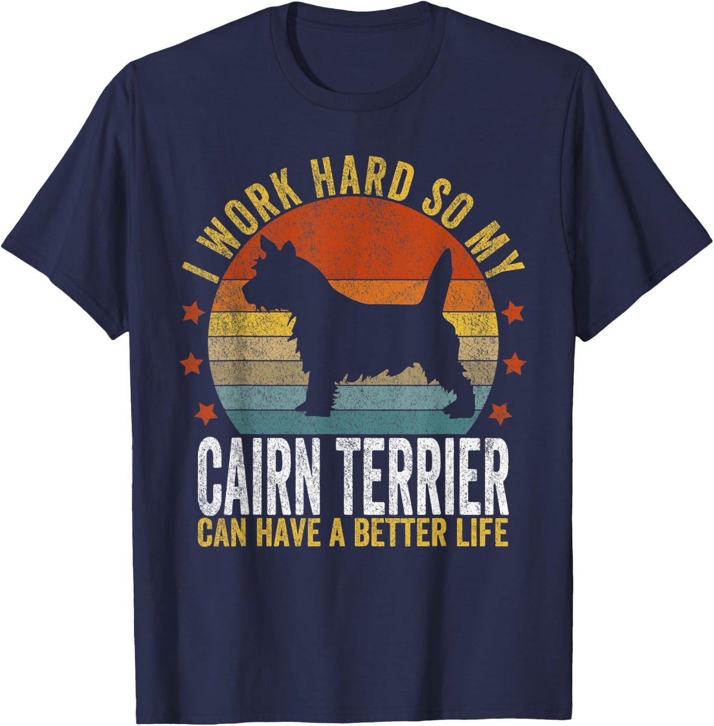 Funny Cairn Terrier Mom Cairn Terrier Dad Retro Vintage T-Shirt - T-Shirt | Navy