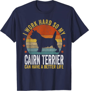Funny Cairn Terrier Mom Cairn Terrier Dad Retro Vintage T-Shirt - T-Shirt | Navy