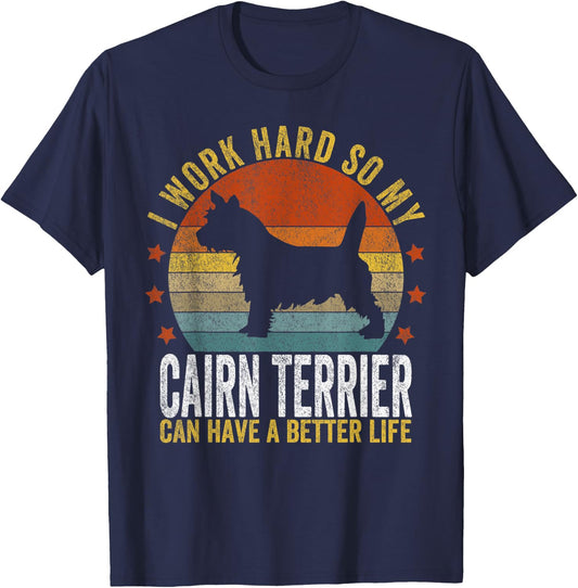 Funny Cairn Terrier Mom Cairn Terrier Dad Retro Vintage T-Shirt - T-Shirt | Navy