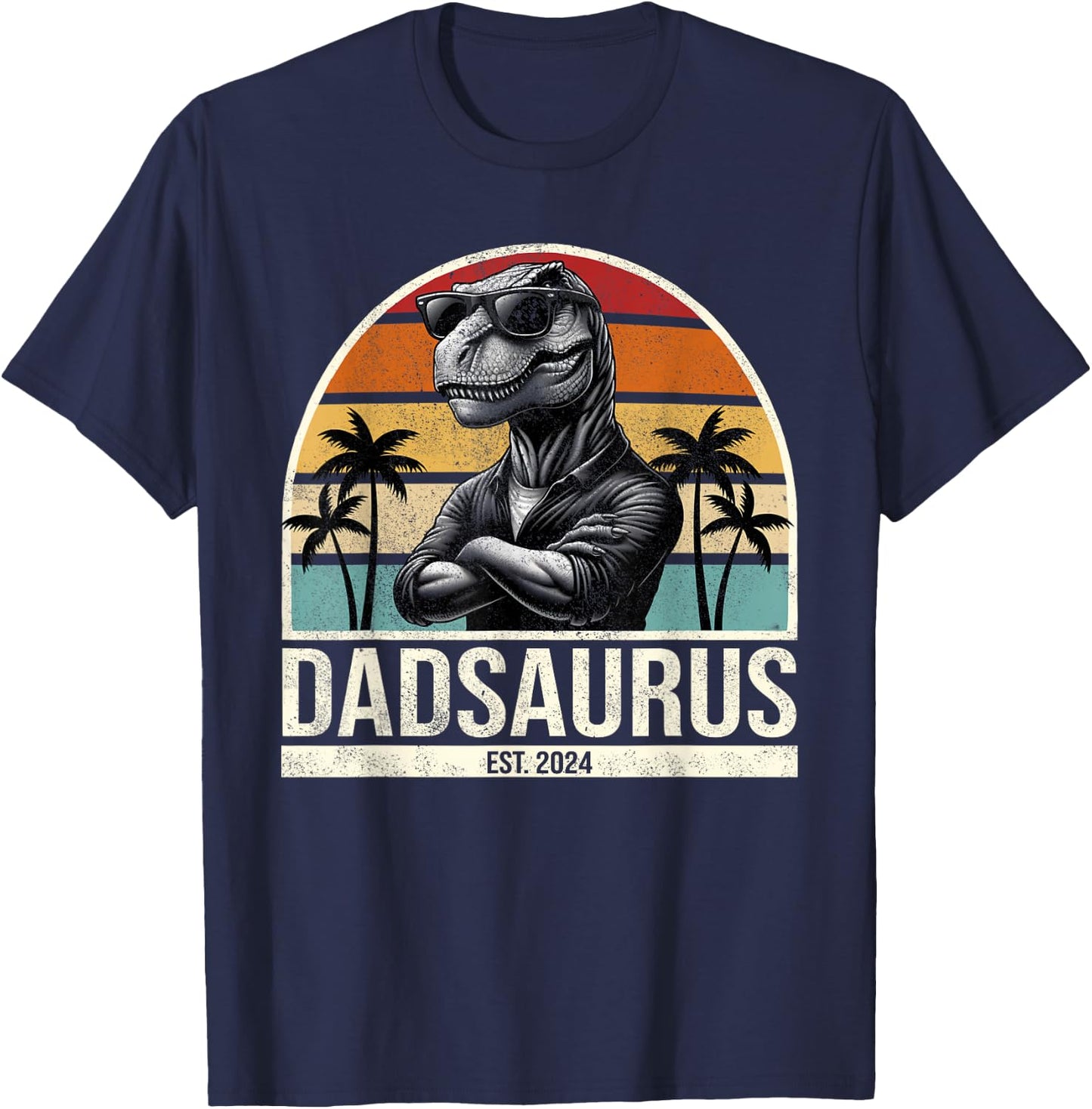 Dad Est 2024 Promoted to Daddy 2024 Pregnancy Announcement T-Shirt - T-Shirt | Navy