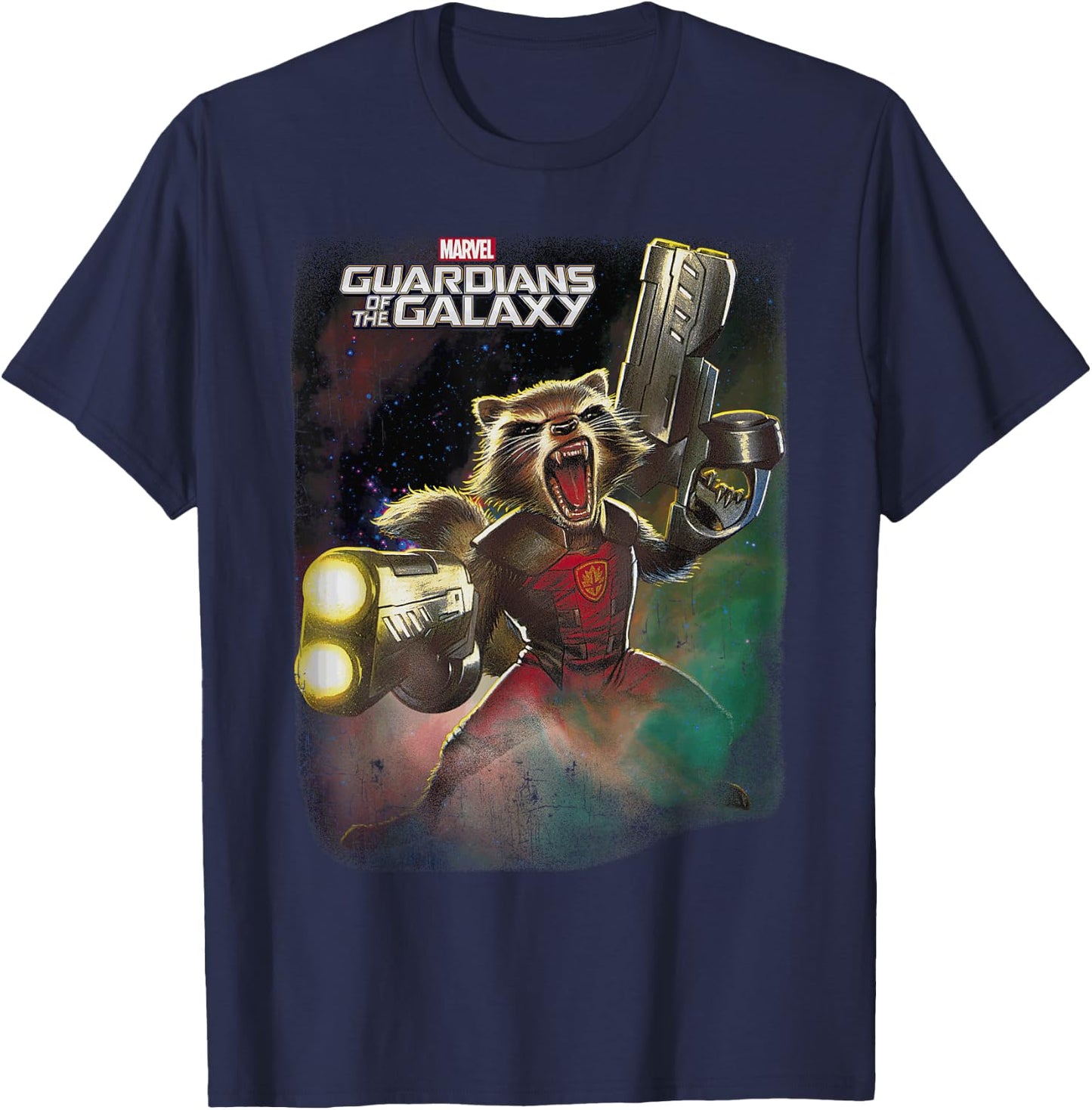 Marvel Guardians of the Galaxy Angry Rocket Poster T-Shirt - T-Shirt | Navy