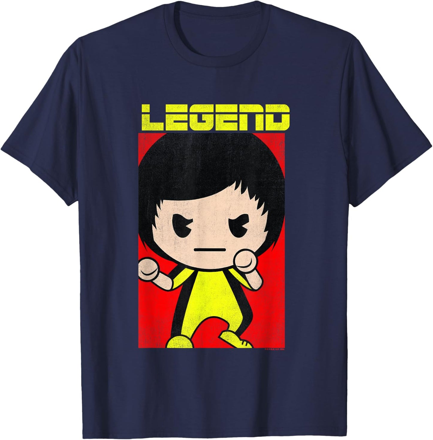 Bruce Lee Legend Iconic Yellow Jumpsuit Vintage Cartoon T-Shirt - T-Shirt | Navy
