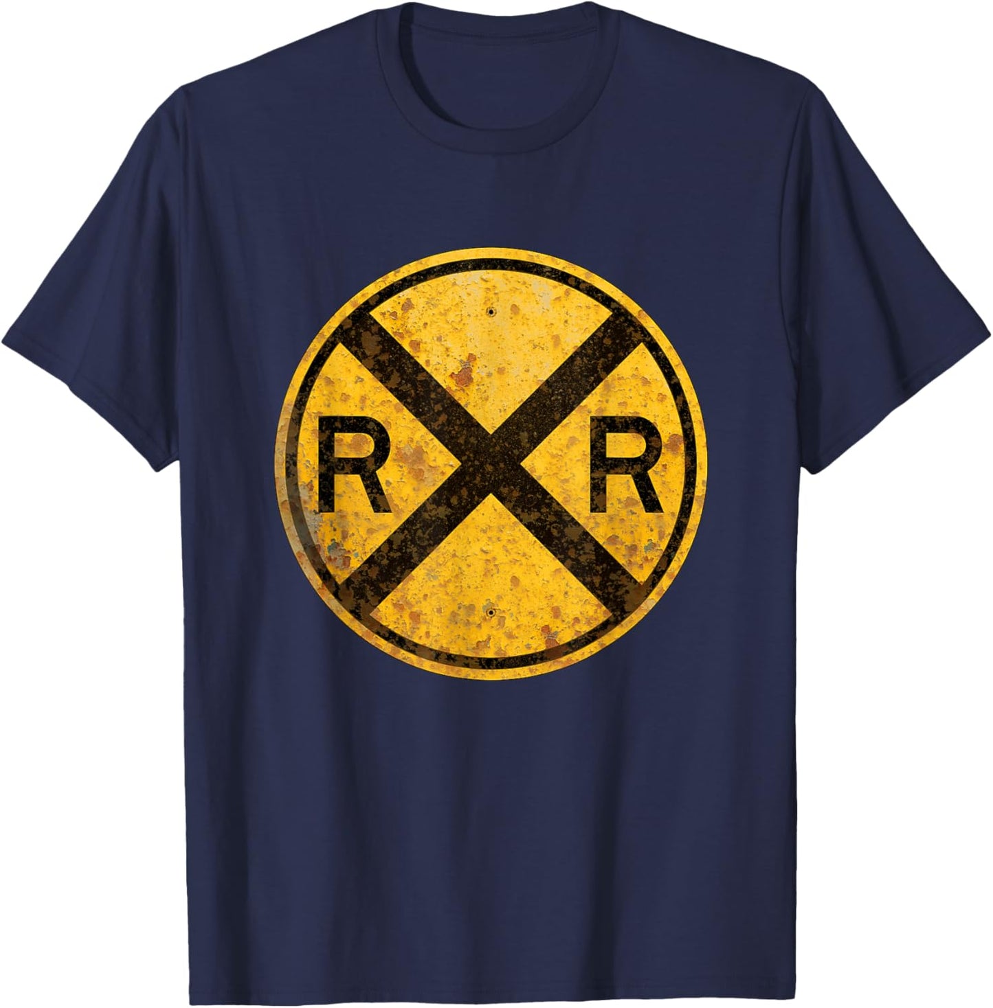 Railroad Crossing Sign 1935 Train Warning Symbol T-Shirt - T-Shirt | Navy