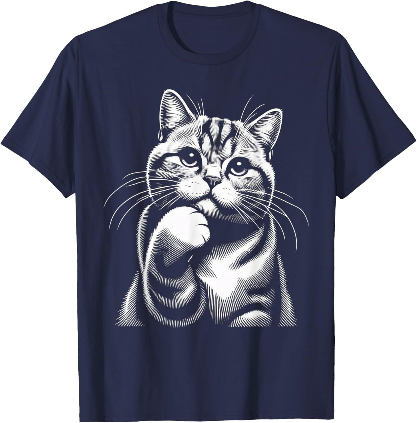 Cute Tabby Cat Paw T-Shirt - T-Shirt | Navy