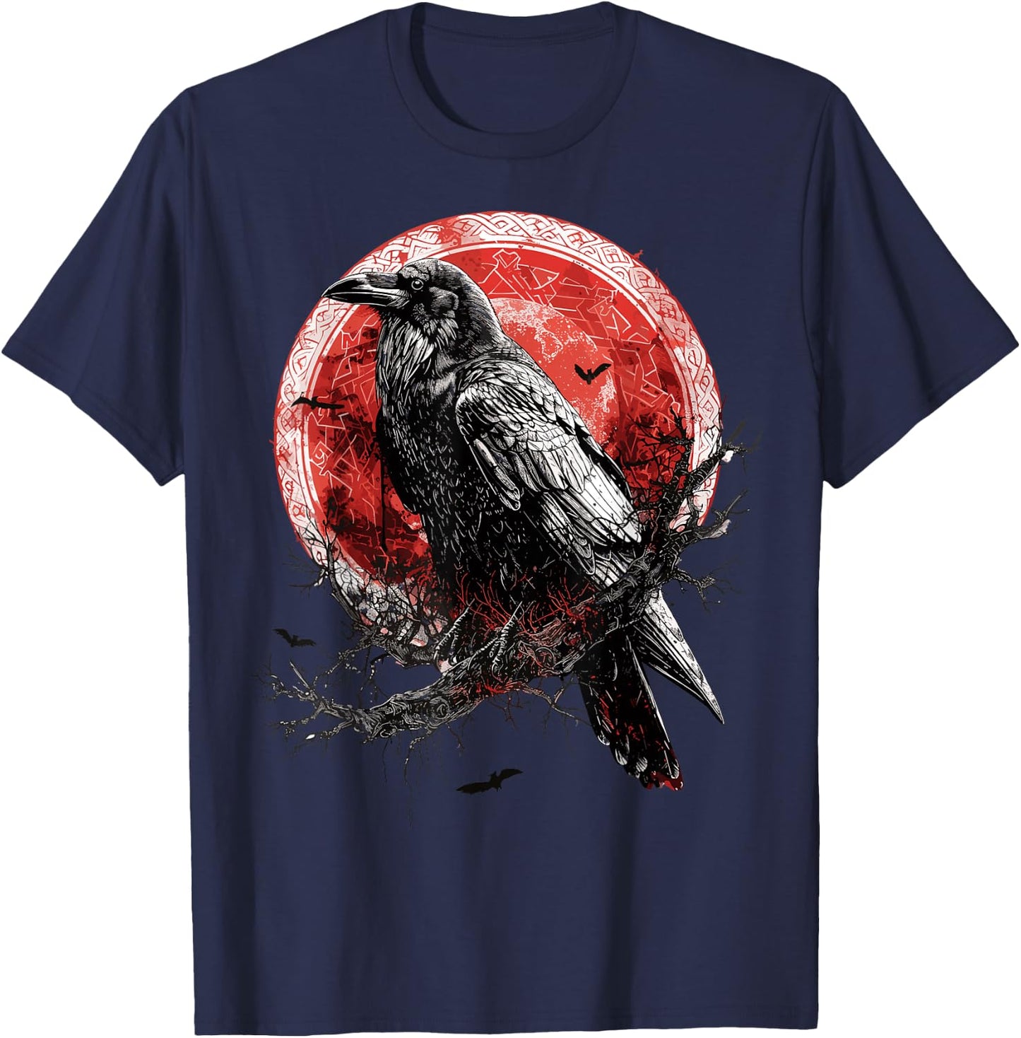 Odin Ravens Huginn & Muninn Vegvisir Vikings Myth Norse T-Shirt - T-Shirt | Navy