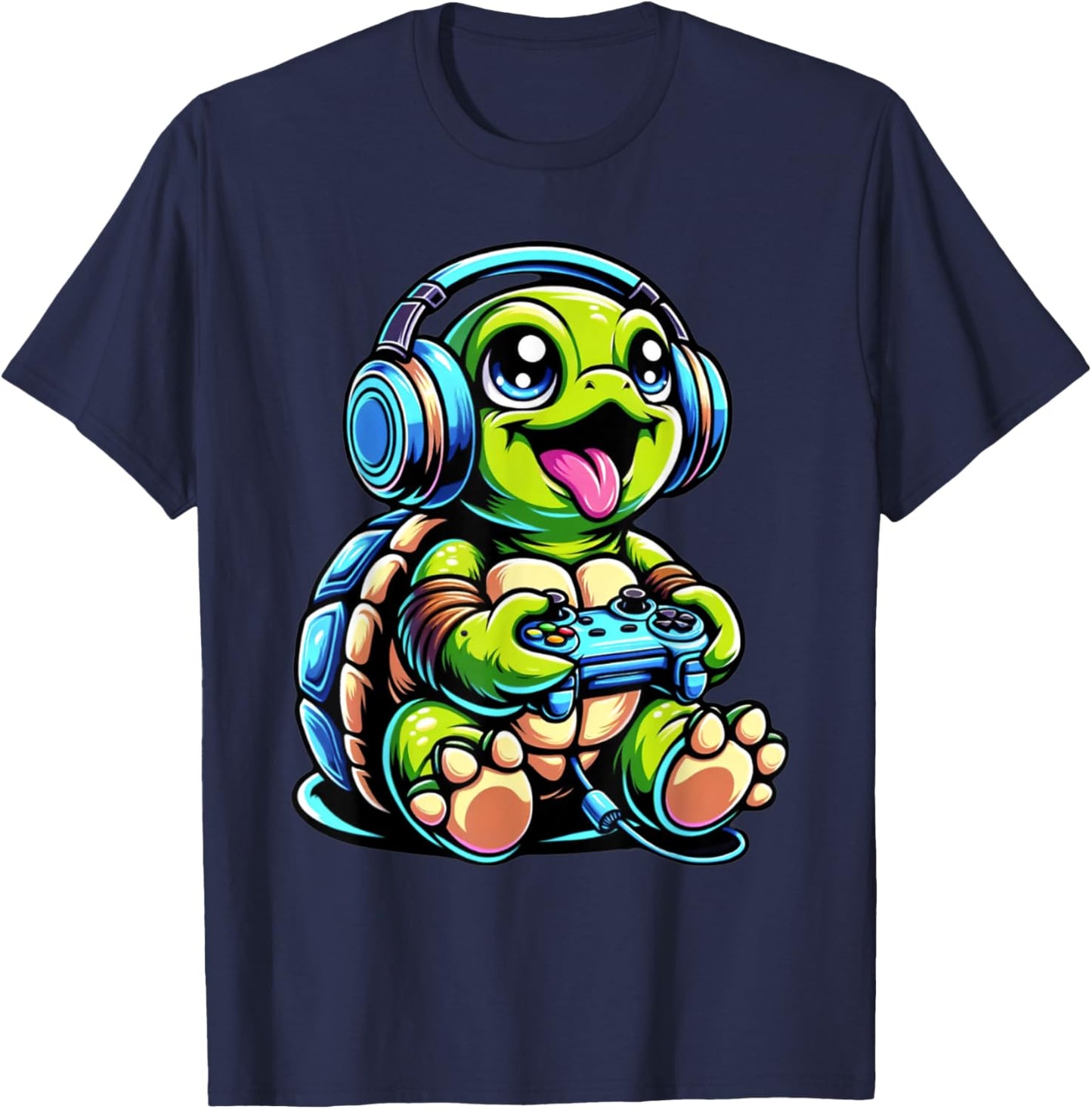 Funny Turtle Gamer Gaming Turtles Video Game T-Shirt - T-Shirt | Navy