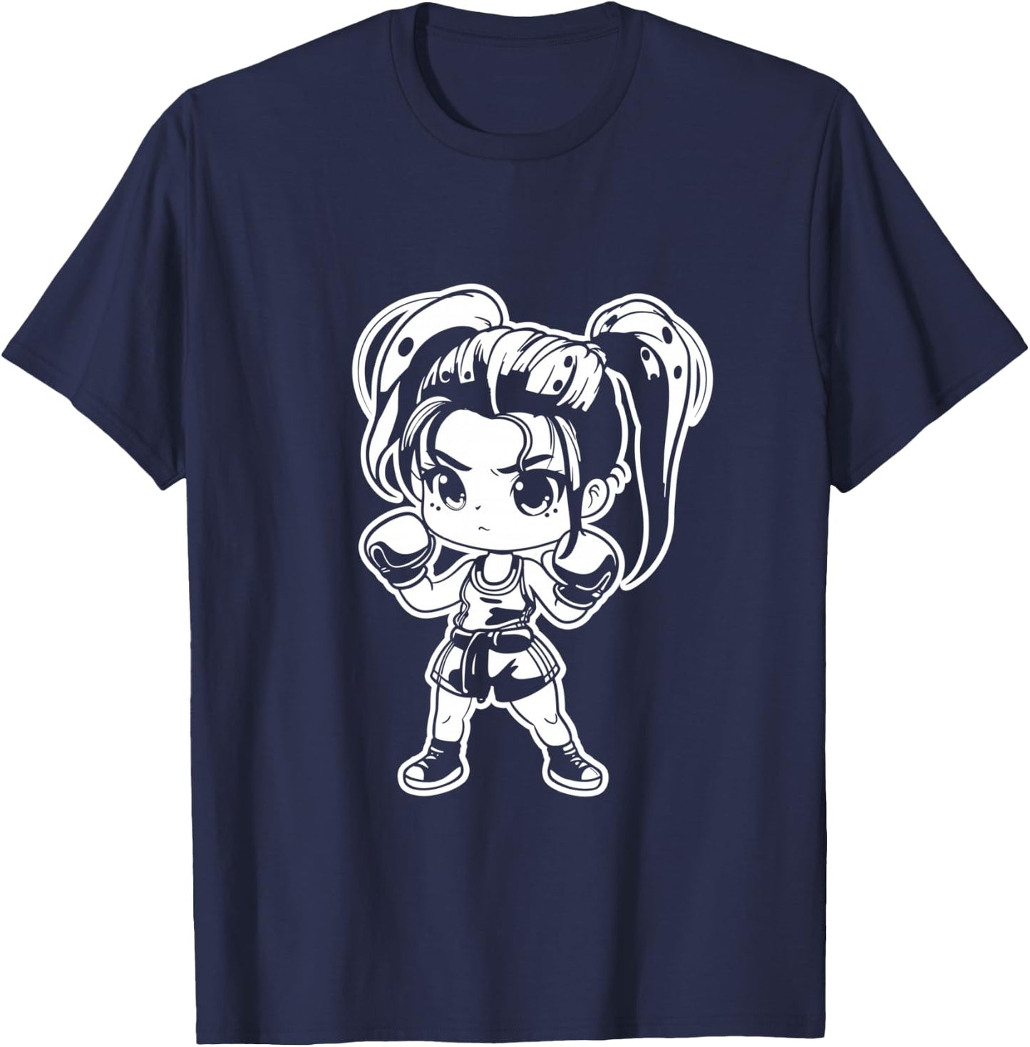 Kickboxing Girl Manga Style for Girls T-Shirt - T-Shirt | Navy