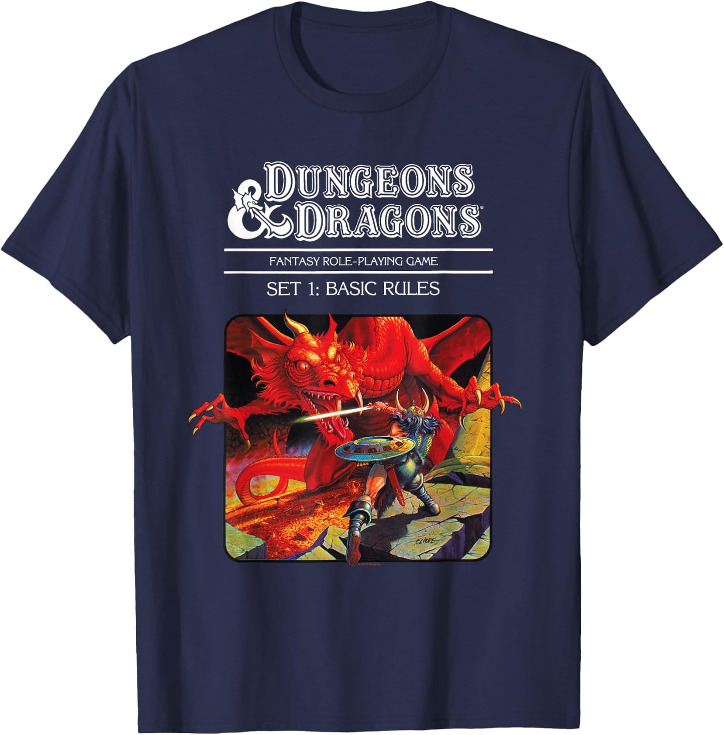 Dungeons & Dragons Vintage Basic Rules Cover , black T-Shirt - T-Shirt | Navy