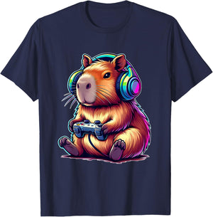 Capybara Funny Video Games Capybara , black T-Shirt - T-Shirt | Navy