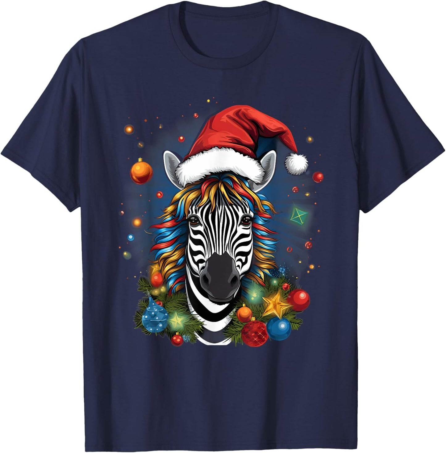 Xmas Zebra Christmas T-Shirt - T-Shirt | Navy