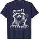 Winkender Waschbär als niedliches Schwarz Weiß Porträt T-Shirt - T-Shirt | Navy