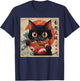 Cat Ramen Japanese Funny Graphic Kawaii Cat Anime T-Shirt - T-Shirt | Navy