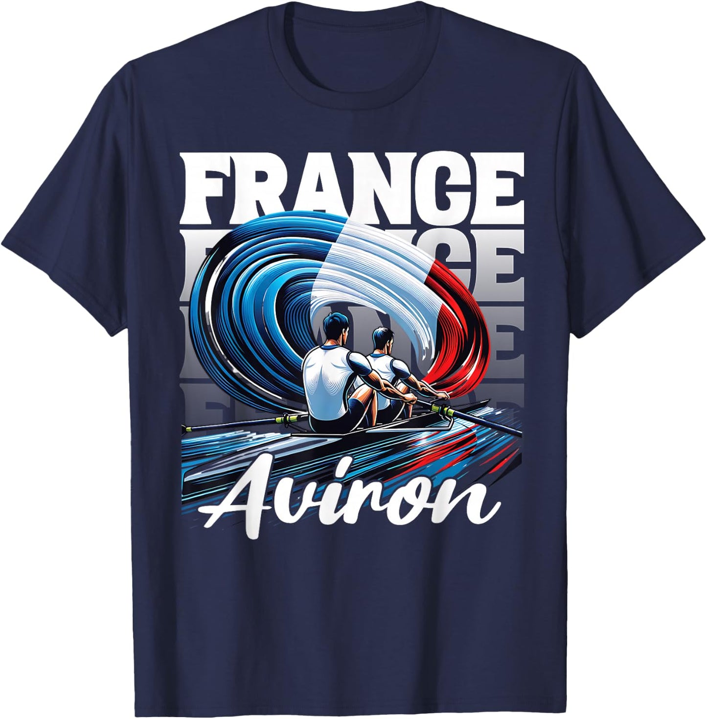 Rowing Supporter Sports Competition France Rowing , Blue, S T-Shirt - T-Shirt | Navy