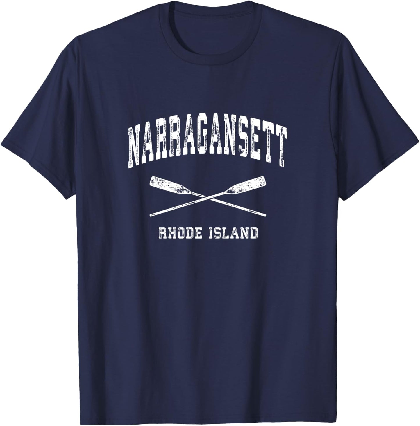 Narragansett Rhode Island Vintage Nautical Crossed Oars T-Shirt - T-Shirt | Navy