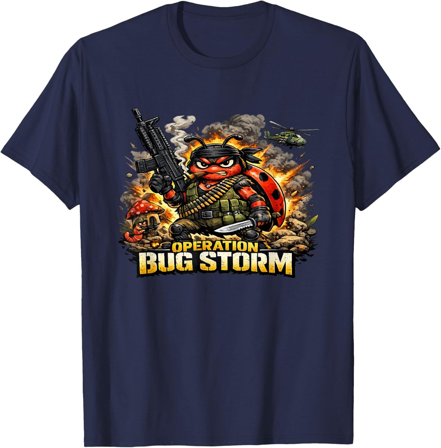 Operation Bug Storm Tactical Ladybug Combat Insect T-Shirt - T-Shirt | Navy