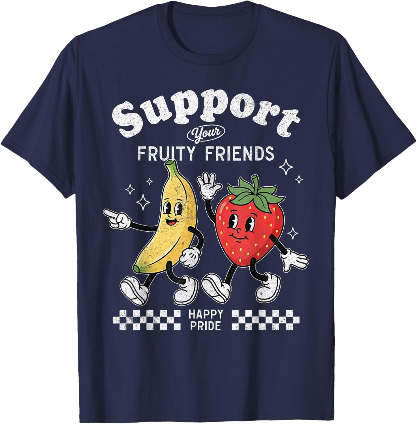 Support Your Fruity Friends Love Wins Gay Pride LGBTQ Month T-Shirt - T-Shirt | Navy