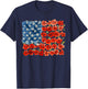 Women 4th of July Floral American Flag Wildflowers Patriotic T-Shirt - T-Shirt | Navy