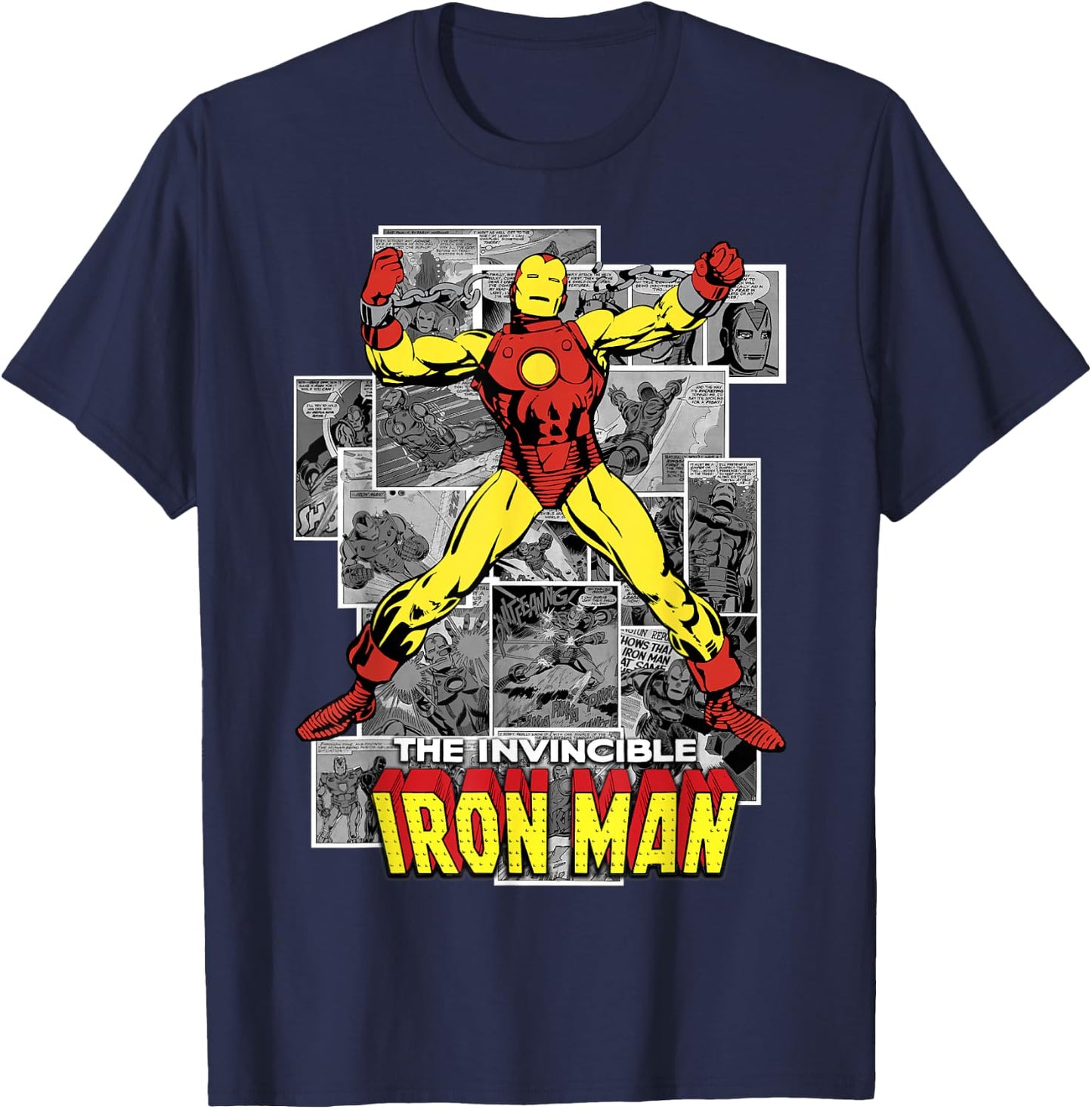 Marvel Avengers Iron Man Comic Panel Portrait T-Shirt - T-Shirt | Navy