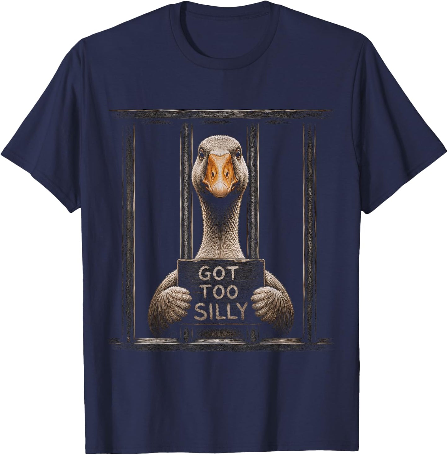 Goose Got Too Silly Funny Graphic Artwork Design T-Shirt - T-Shirt | Navy
