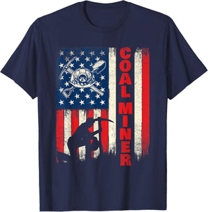 Coal Miner - Patriotic USA Flag Pitman Underground Mining T-Shirt - T-Shirt | Navy