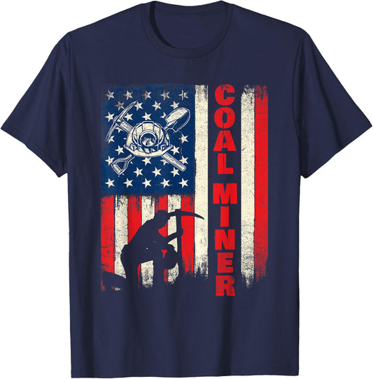Coal Miner - Patriotic USA Flag Pitman Underground Mining T-Shirt - T-Shirt | Navy