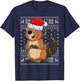 Ugly Sweater Xmas Lights Santa Hat Beaver Christmas T-Shirt - T-Shirt | Navy